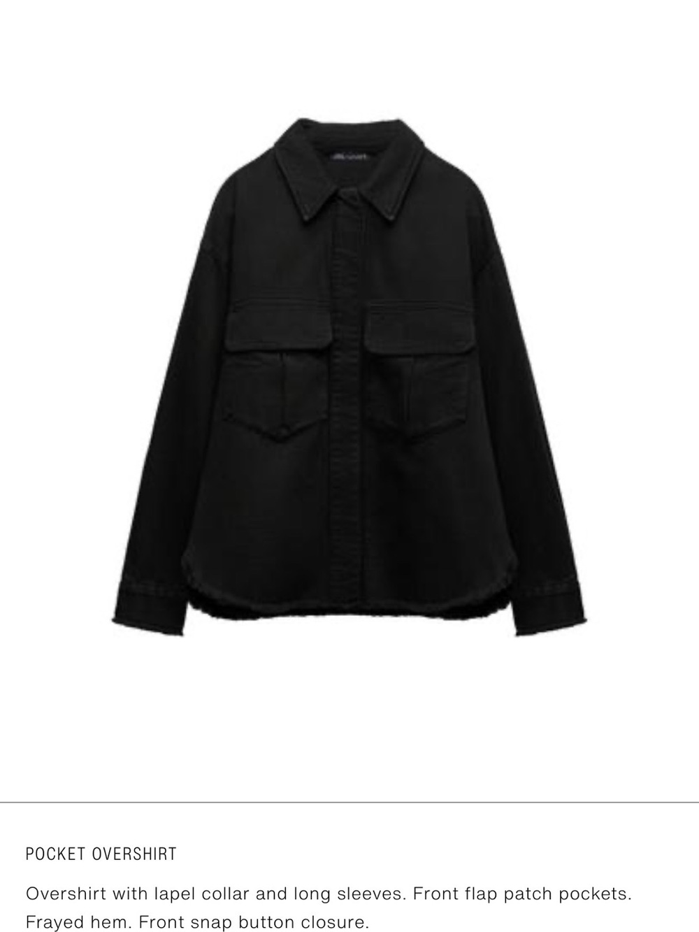 Zara Black Pocket Overshirt Jacket - Women
